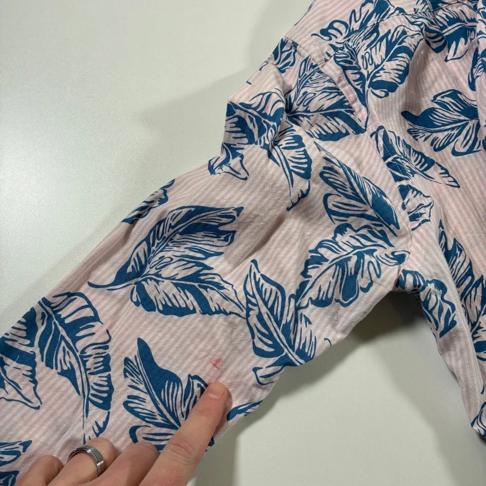 Bonobos Button Down Shirt Medium‎ Slim Pink Blue Tropical Floral All Over AOP